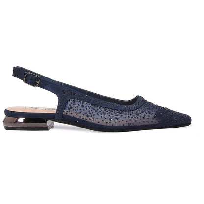 Lady Couture Kara 0.75” Block Heel Flats in Navy