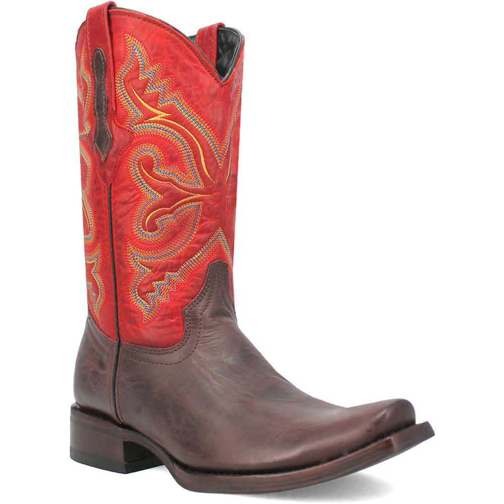 Dingo True Grit Brown/Red Leather Snoot Toe Western Cowboy Boots (USA Men Size)