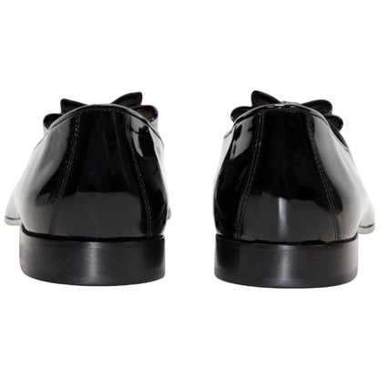 Maratea Black Patent Leather/Velvet/Crystal Slip On Loafers | Duca Dress Shoes for Men