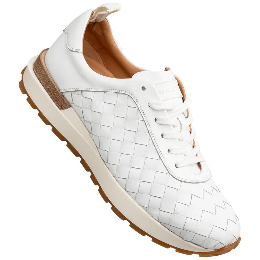 Mezlan of Spain Men’s Concha Woven Calfskin White Round Toe Luxury Sneaker