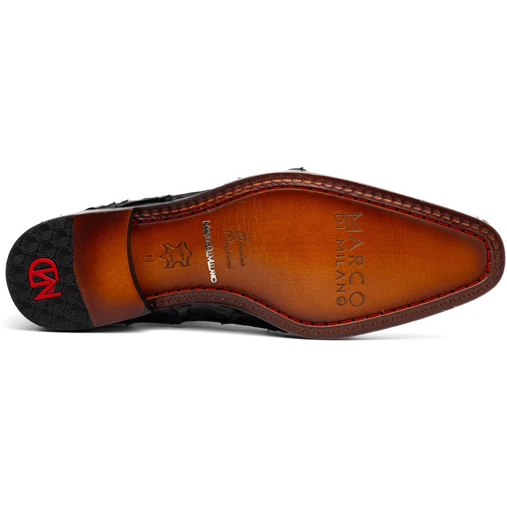 Marco Di Milano Olivieri Genuine Pirarucu Skin Black Tassel Oxford Shoes
