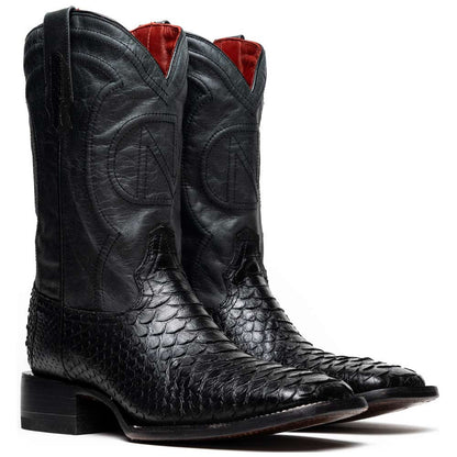 Missouri Genuine Python Skin Black Cowboy Boot | Marco Di Milano Western Boots