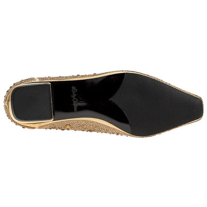 Lady Couture Fever Women's Gold Rhinestone Crystal Pointed Toe Dress Shoes