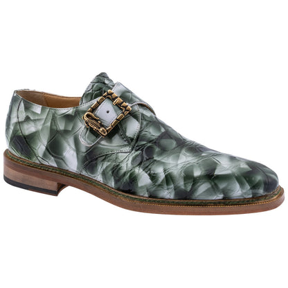 MAURI Men’s Alligator Leather Shadow White Smoke Hunter Green Luxury Dress Shoes