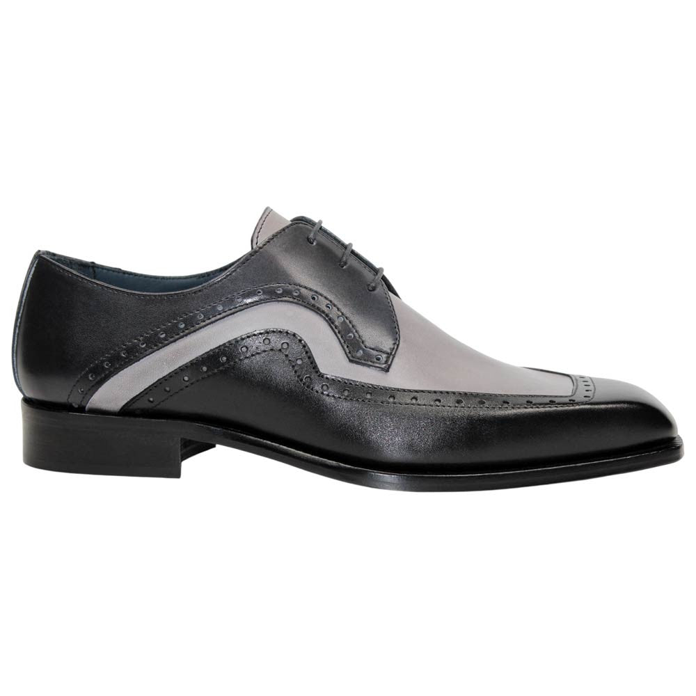 DUCA Velletri Black Men's Combo Italian Leather Spectator Derby Shoes