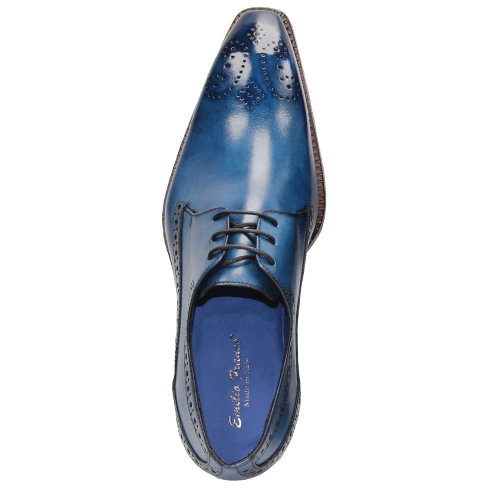 Emilio Franco Giacamo Ocean Blue Calfskin leather Derby Oxfords for Men