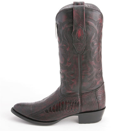 Los Altos Cherry Boots Genuine Ostrich Skin