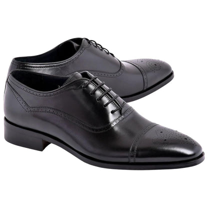 Corrente Men's Perforated Cap-Toe Oxford - Black