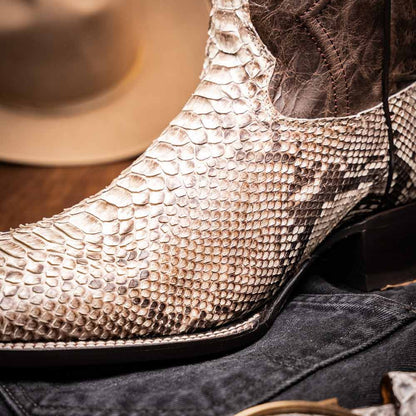 Missouri Genuine Python Skin Natural Cowboy Boot | Marco Di Milano Western Boots