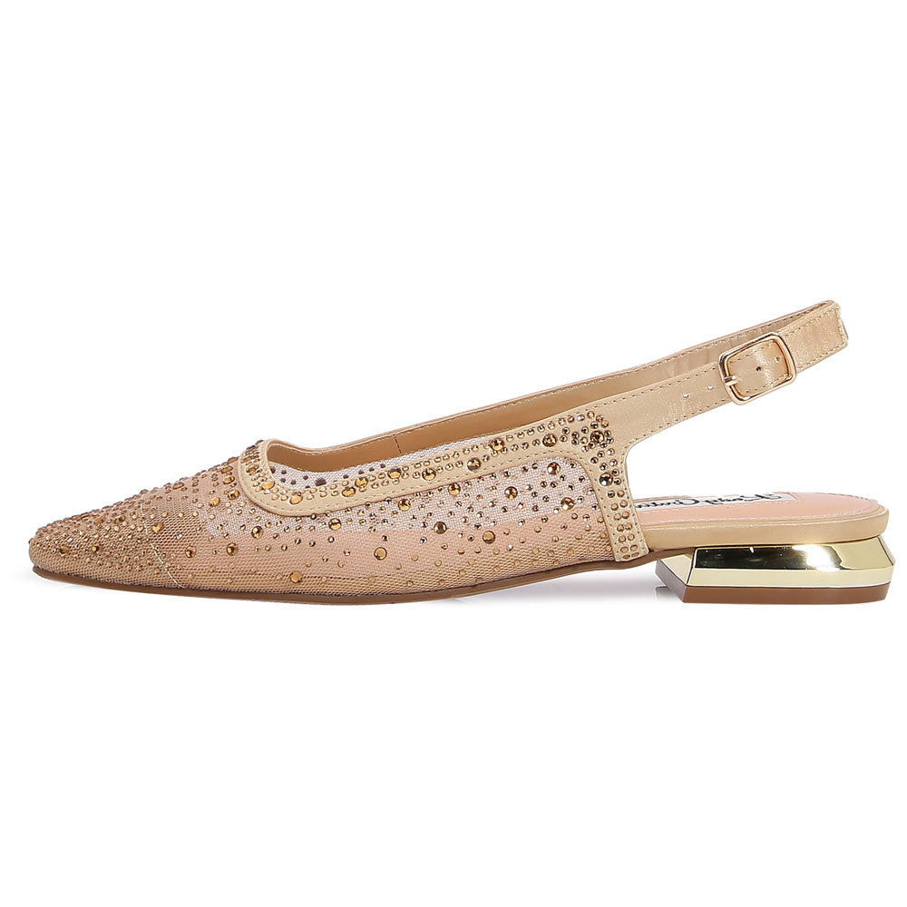 Lady Couture Kara 0.75” Block Heel Flats in Gold