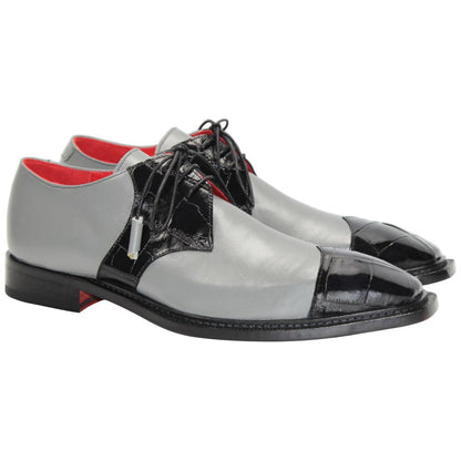 Fennix of Italy Genuine Alligator Skin LANDON 2 Black/Grey Shoes (USA Men Size)