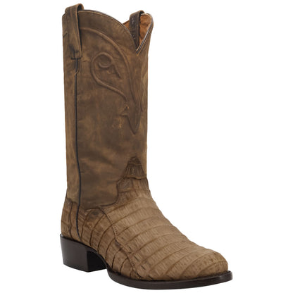 Dan Post Makara Genuine Caiman Crocodile Brown 13” Round Toe Boot (US Men Size)