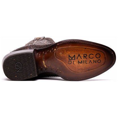 Kansas Genuine Python Skin Brown Cowboy Boot | Marco Di Milano Western Boots