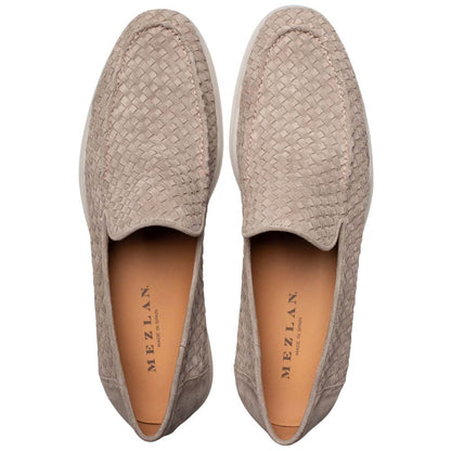 MEZLAN Men's Woven Suede Taupe Moccasin Loafer Sanlucar