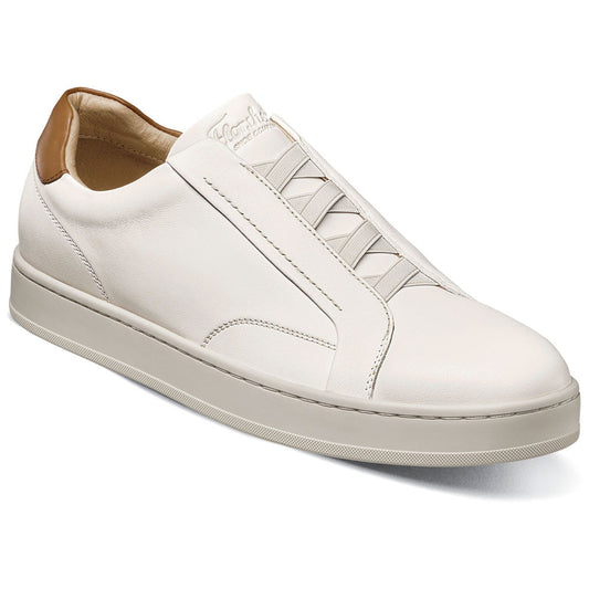 Monopoli Elastic Lace To Toe Sneaker | Florsheim Cream Dress Sneakers for Men