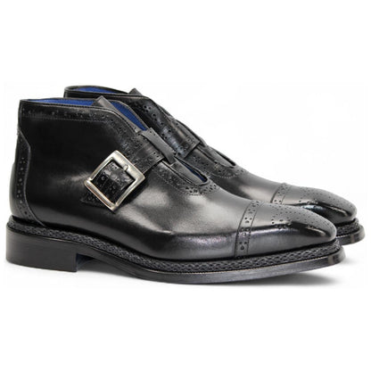 EMILIO FRANCO Aldo Black Leather Buckle Boots