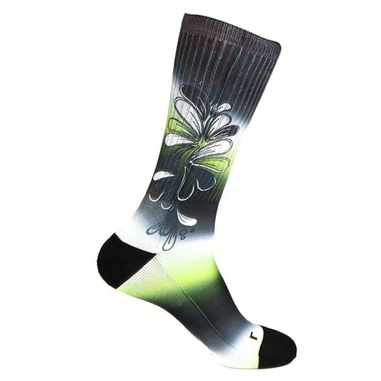 Steven Land Colorful Floral Pattern Black Multi Cotton Nylon Spandex Men's Socks