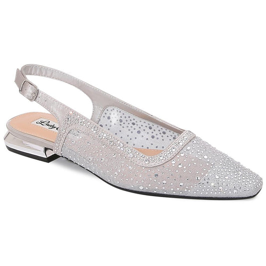 Lady Couture Kara 0.75” Block Heel Flats in Silver