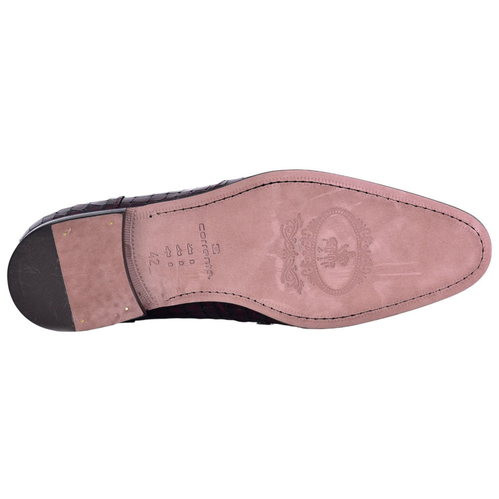 Corrente Men's Crocodile Print Leather Bit Loafer - Burgundy