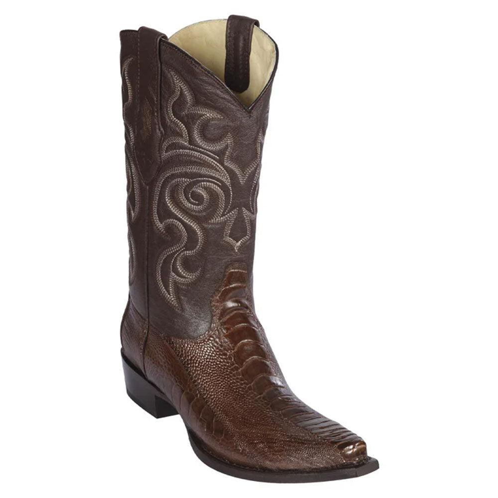 Los Altos Brown Snip Toe Genuine Ostrich