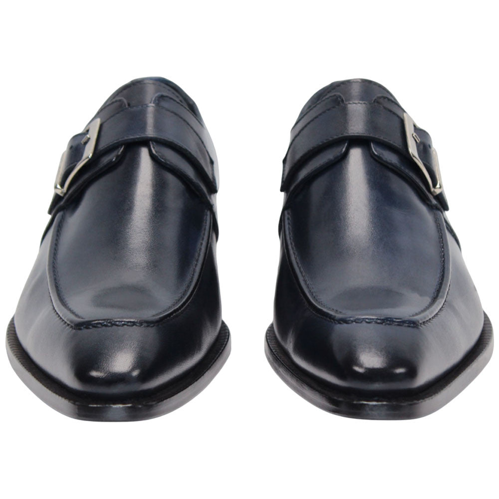 Garda Navy Calfskin Monstraps Moc Toe Oxfords | Duca Dress Shoes for Men