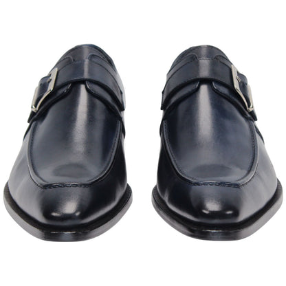 Garda Navy Calfskin Monstraps Moc Toe Oxfords | Duca Dress Shoes for Men