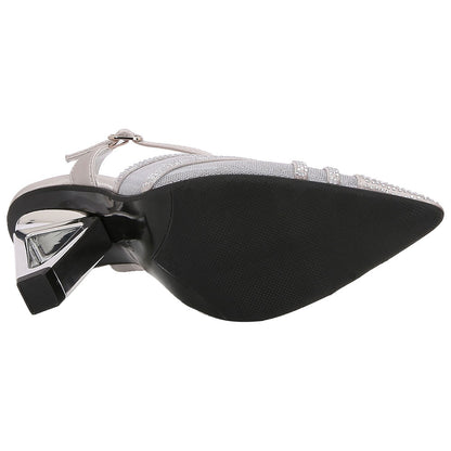 Lady Couture Gala 3.5” Sculpted Heel Pumps in Silver