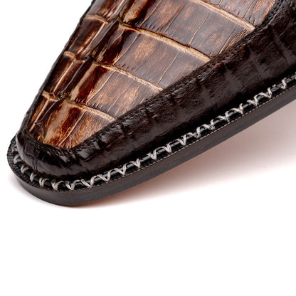 Caribe Men's Orix/Brown Genuine Caiman Crocodile Skin Derby | Marco Di Milano