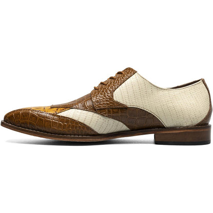 Stacy Adams Tristano Tan Multi Exotic Print Leather Bike Toe Derby (US Men Size)