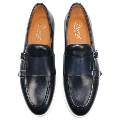 Duca Men's Rimini Navy Italian Calf Leather Slip-On Loafer
