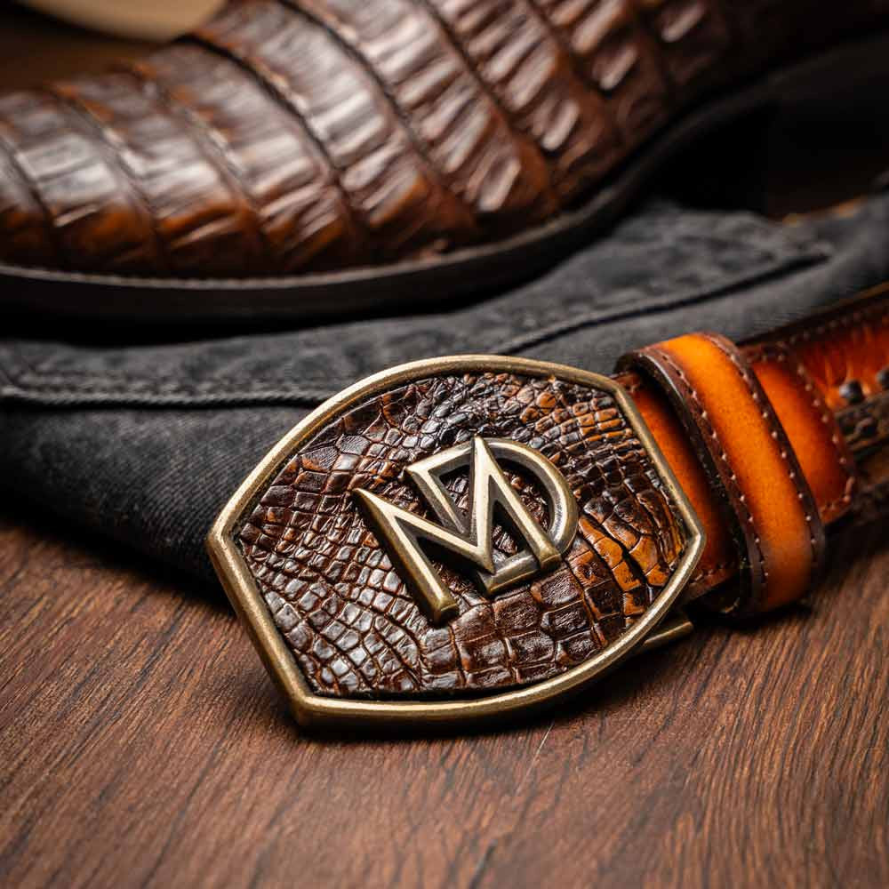 Phoenix Genuine Caiman Belly Skin Aged Maple Cowboy Boot | Marco Di Milano Western Boots