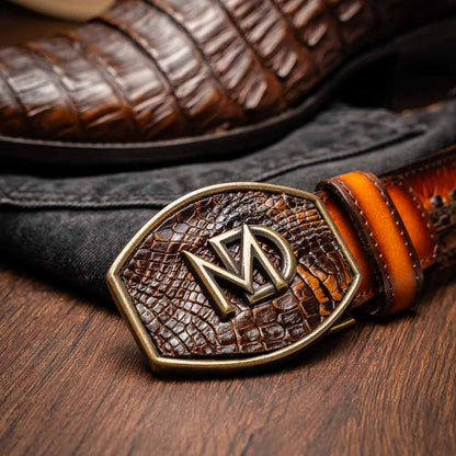 Phoenix Genuine Caiman Belly Skin Aged Maple Cowboy Boot | Marco Di Milano Western Boots