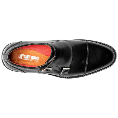 Stacy Adams Boswell Cap Toe Black Leather Double Monk Strap Dress Shoes for Men