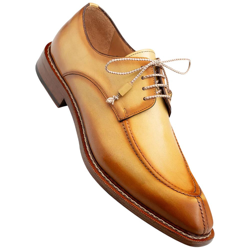 Mezlan Men’s Belmonte Dark Mustard Hand-Burnished Patina Calfskin Dress Derby Shoes