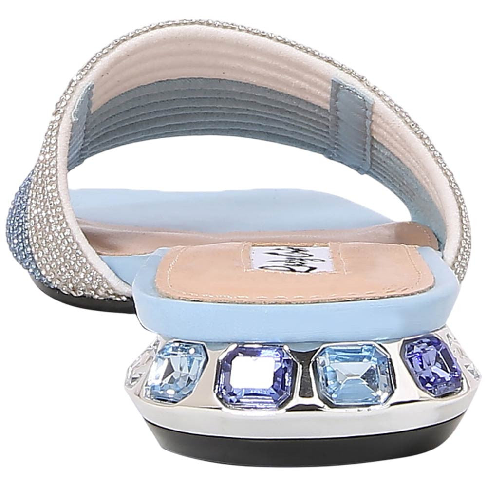 Lady Couture Women's Amazing Blue Multi Metallic Rhinestone Strap Slide Sandals