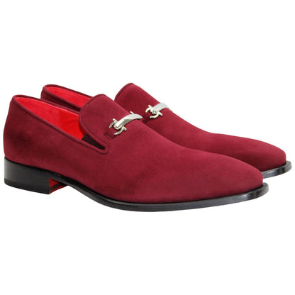 Francesco Burgundy Suede Leather Loafers | Emilio Franco Dress Loafers for Men