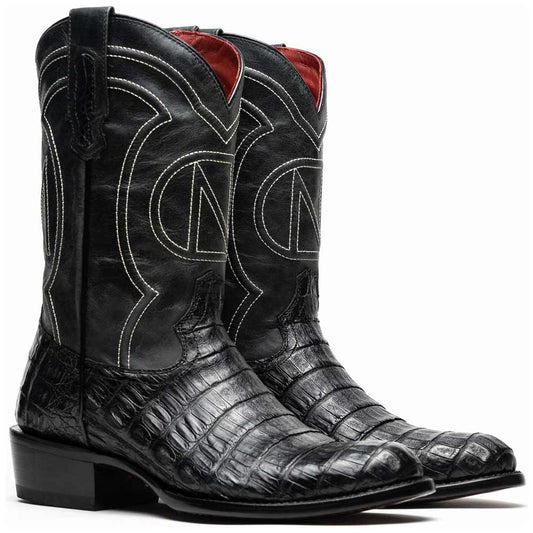 Phoenix Genuine Caiman Belly Skin Black Cowboy Boot | Marco Di Milano Western Boots