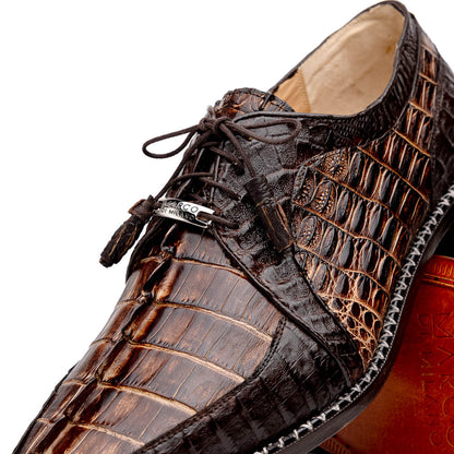 Caribe Men's Orix/Brown Genuine Caiman Crocodile Skin Derby | Marco Di Milano