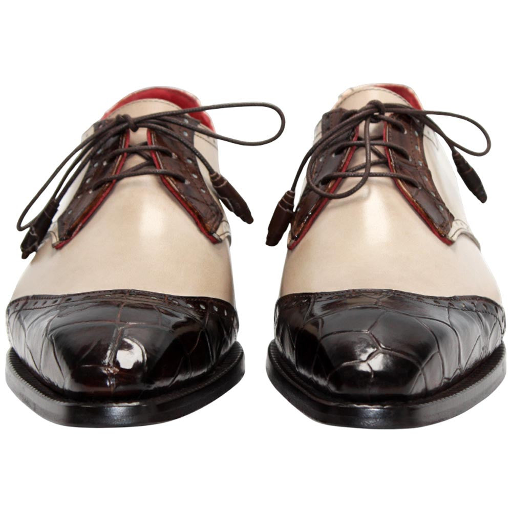 Fennix of Italy Genuine Alligator Skin JAX Brown Multi Derby Shoes (US Men Size)