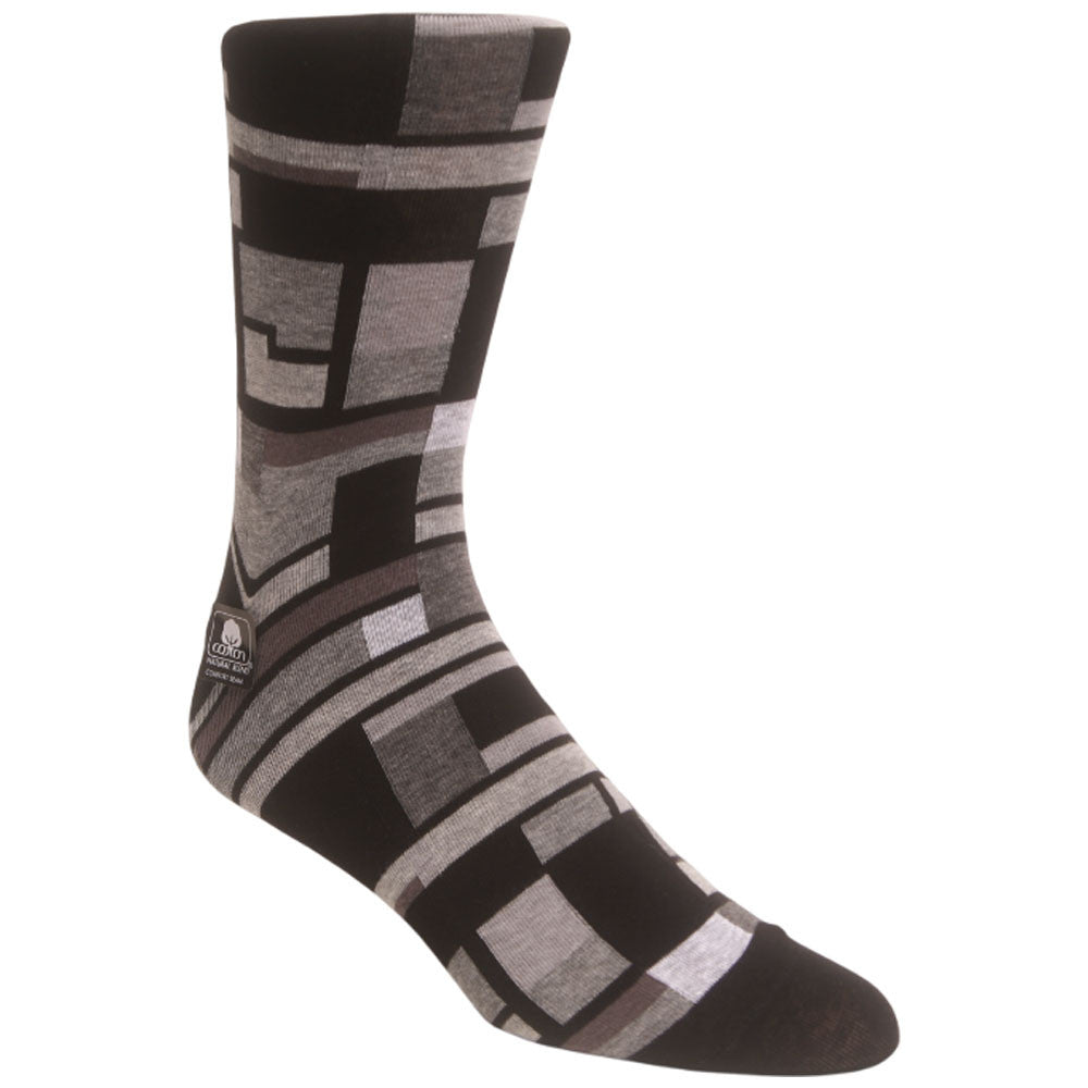 Offset Stripe Silver/Black Men’s Crew Dress Sock | Stacy Adams Premium Socks
