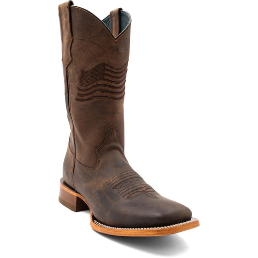 Ferrini Men's Patriot Chocolate Square Toe Leather Cowboy Boots