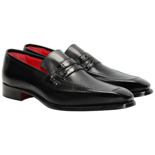 Fennix of Italy Genuine Alligator Skin LIAM Black Dress Loafers (USA Men Size)