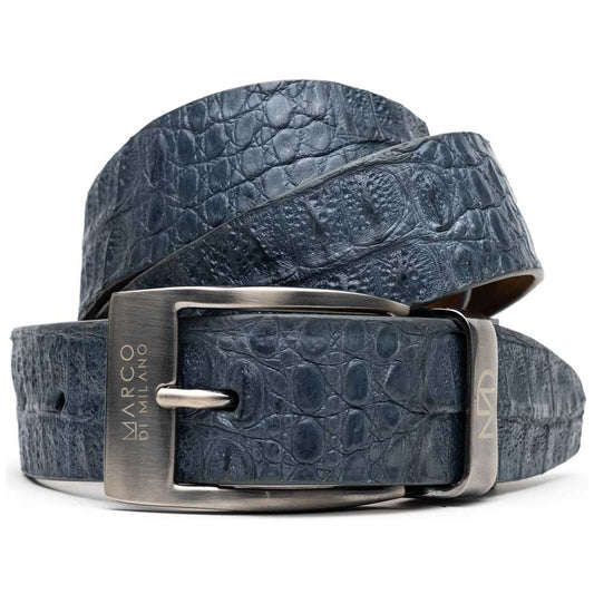 Silvio Genuine Caiman Fuscus-Back Gray Belt with a Silver Buckle | Marco Di Milano Exotic Belt