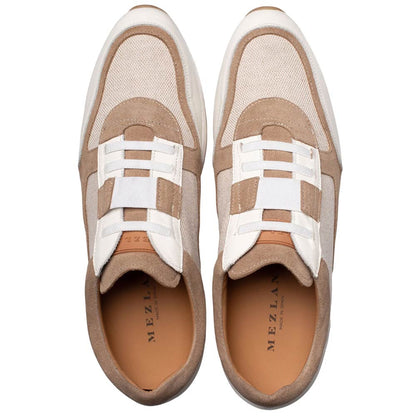 Mezlan Shoes Men’s Bone/Sand Suede & Linen Riumar Hybrid Sneaker