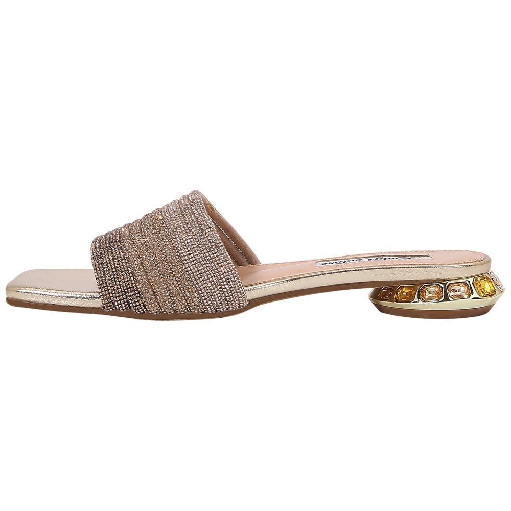 Lady Couture Amazing Women's Gold Multi Rhinestone Strap Slide Sandals