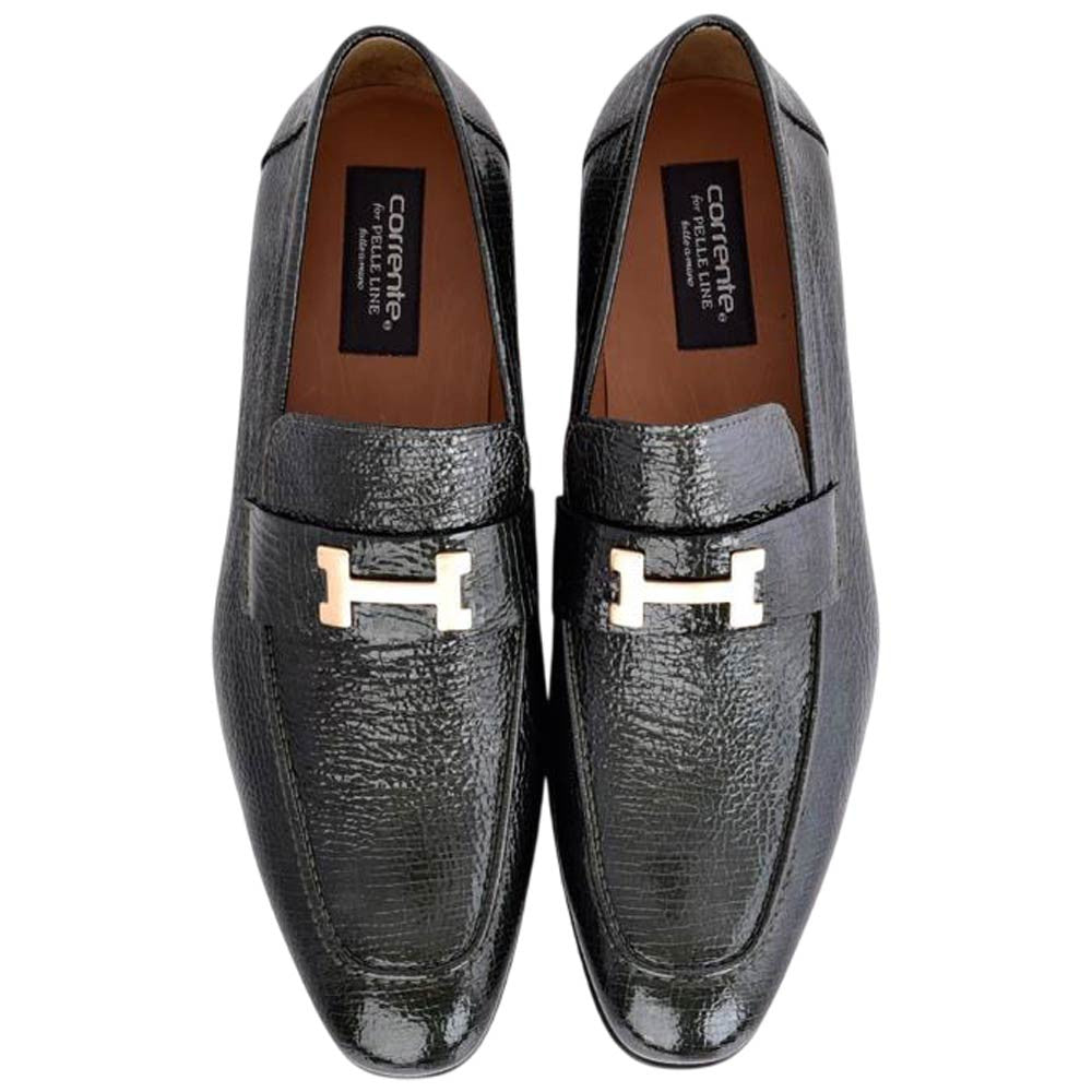 Corrente Men's Vita Calf Skin H-Buckle Loafer - Green