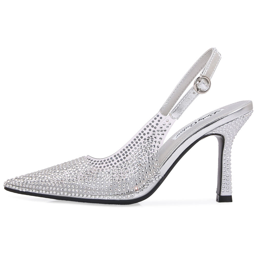 Lady Couture Irene 3.5” High Heel Pumps in Silver