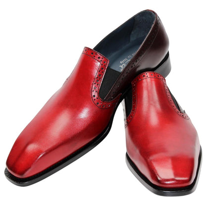 DUCA Paliano Rosso/Burgundy Italian Leather Slip-On Loafer for Men