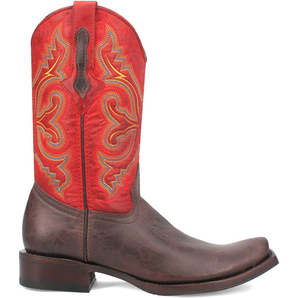 Dingo True Grit Brown/Red Leather Snoot Toe Western Cowboy Boots (USA Men Size)