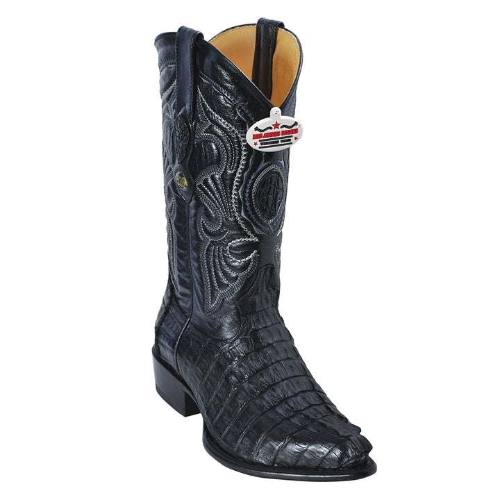 Los Altos Men's Black Genuine Caiman Tail Boots